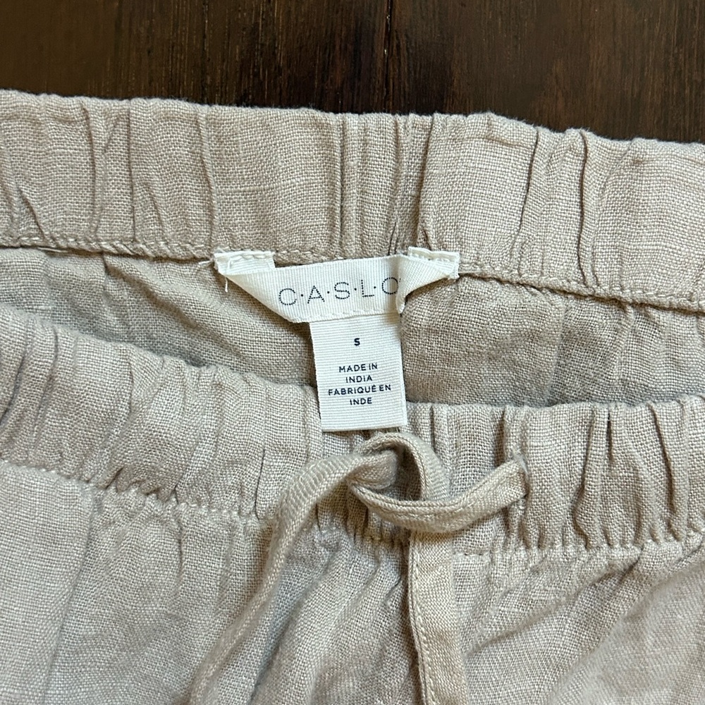 NWOT Caslon Drawstring Wide Leg Linen Cargo Pull On Pants W/ Pockets Tan Size S - Picture 9 of 11